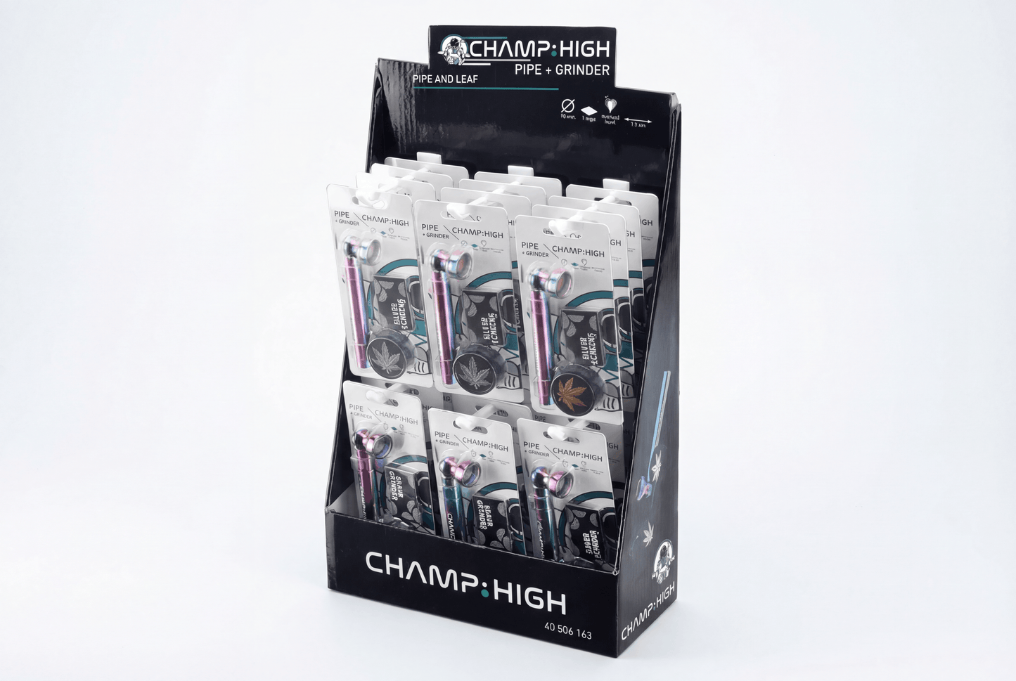 Champ High Rainbow Glass Pipe & Grinder